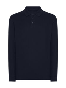 Polo unisex manica lunga 180 pique’ — Blu scuro