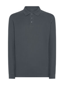 Polo unisex manica lunga 180 pique’ — Grigio scuro